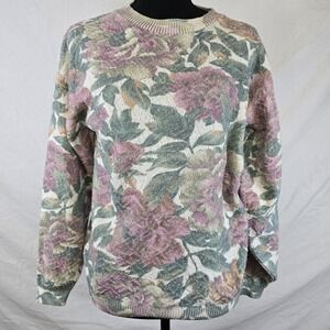 UNITED STATES SWEATERS Womens Medium Vintage 90s Long Sleeve Floral Sweater M